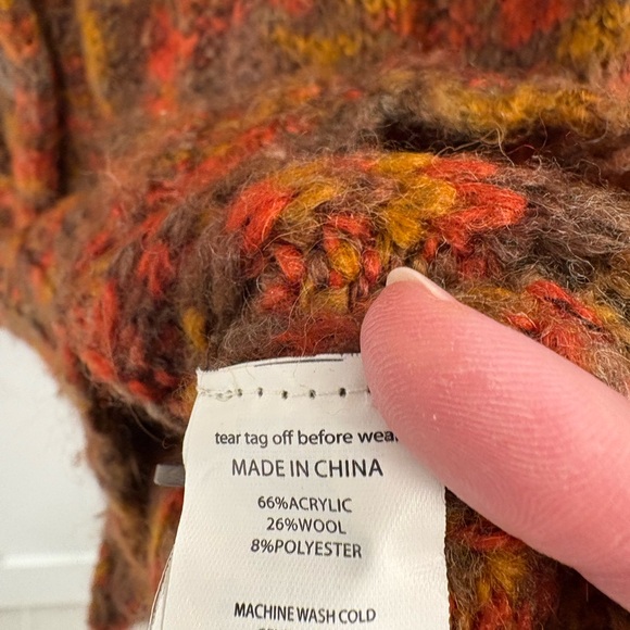 Prana Multicolor Wool Blend Cable Knit Cowl Neck Cardigan Size Small - Picture 3 of 16